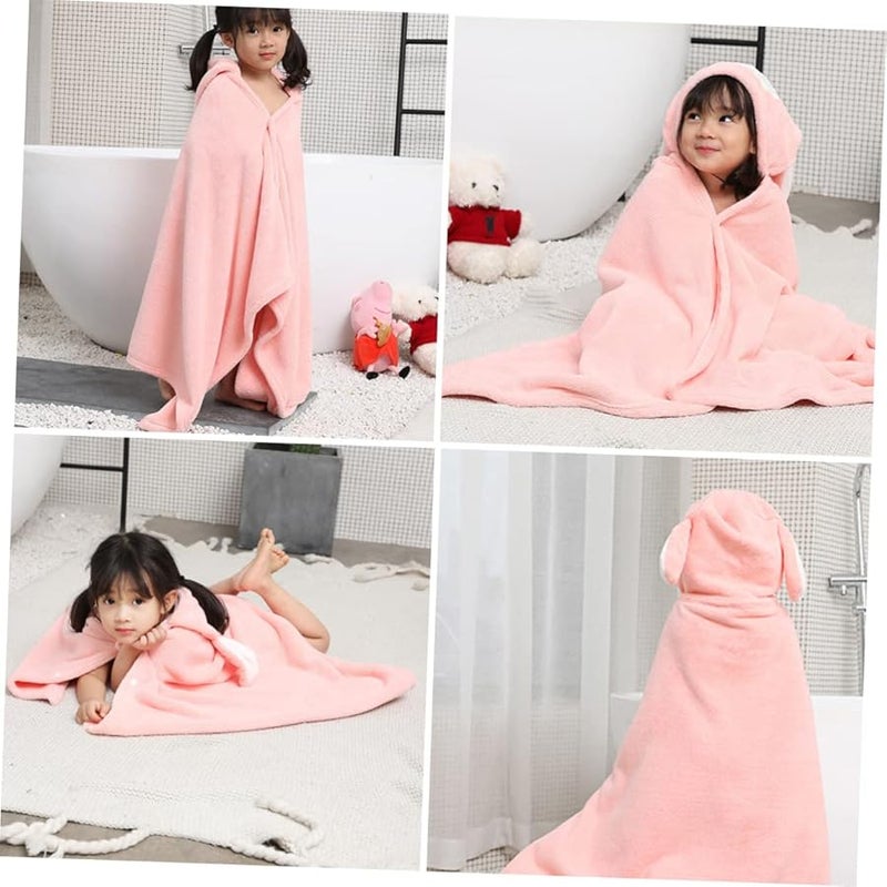 رداء حمام كرتوني وردي مع قلنسوة منشفة للأولاد والبنات ناعم قابل للتنفس للمسبح والشاطئ - Image 4